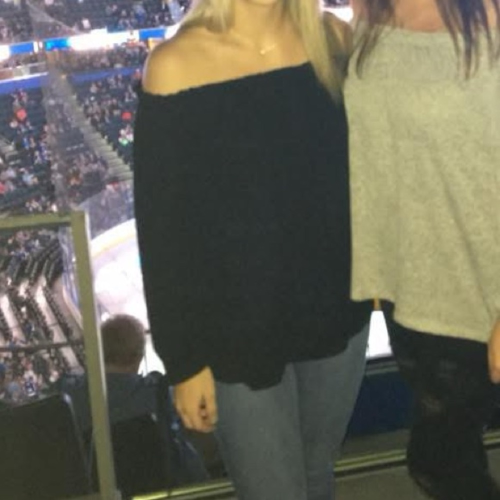 Embrace Off-Shoulder Black Long-Sleeve Top